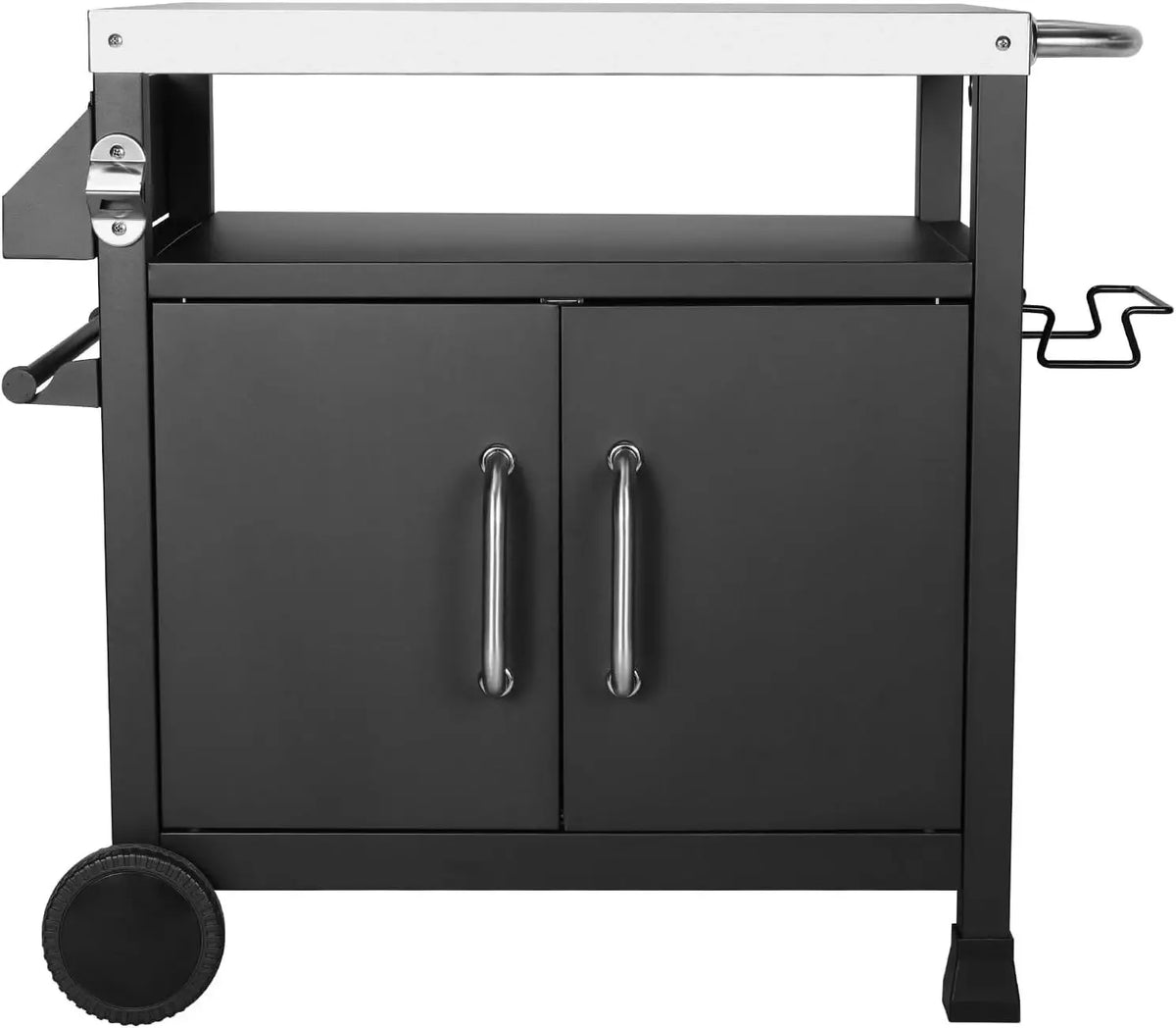 Outdoor Grill Cart Table With Stainless Steel Top For Prep