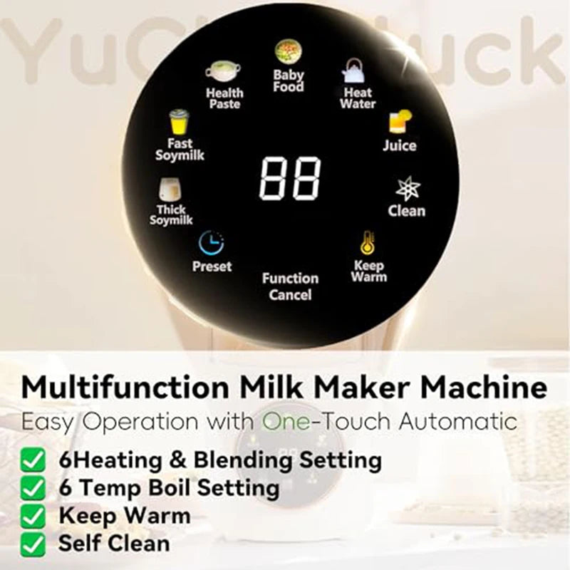 1400ml Glass Soy Milk Maker 16 Blades 9 Functions Automatic Blender Nut Milk Maker Soup Porridge Juicer with Timer