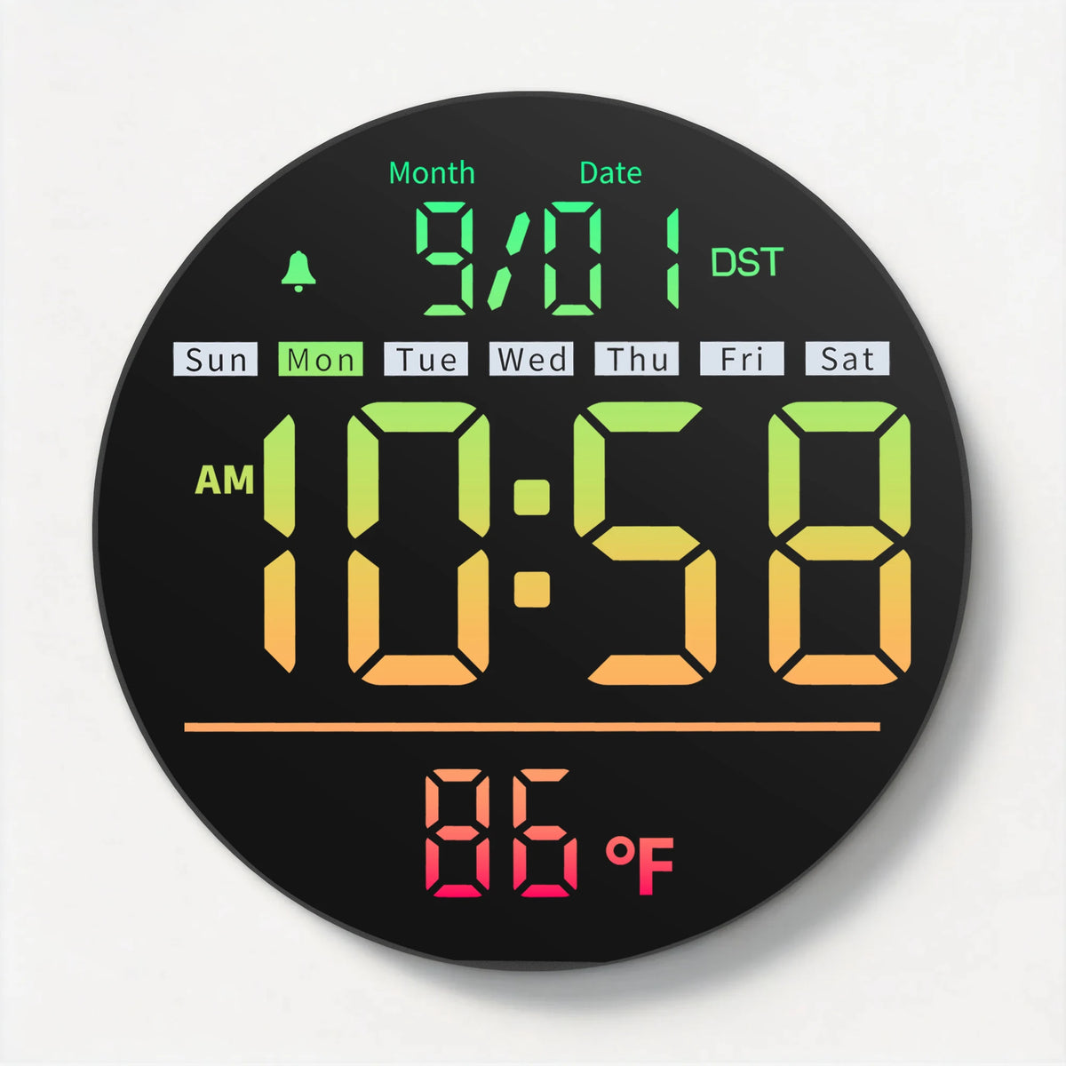 LED Wall Clock With Timer Temperature Date Night Light Alarm