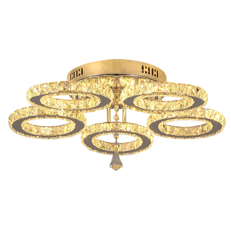 GreeLustr Modern Led Crystal Ring Pendant Light For Living Room