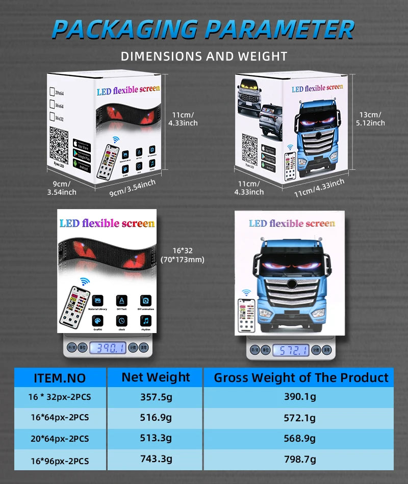 Universal Vehicle LED Devil Eyes Light With Programmable Pixel Panel