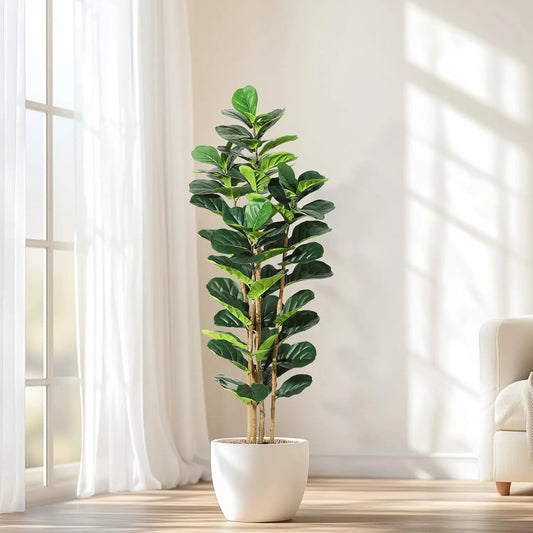 HiMISS Artificial Fiddle Leaf Fig Tree With Pot Faux Greenery