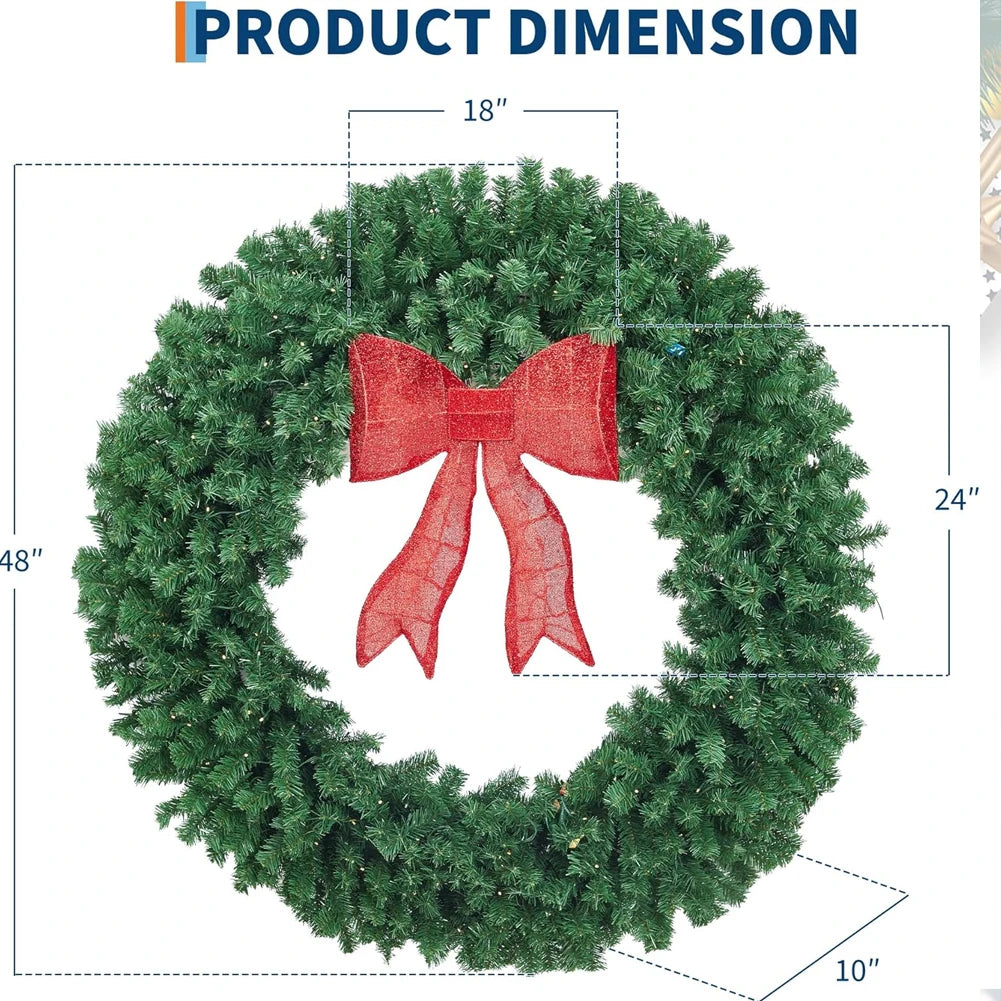 Studyset Pre Lit Artificial Christmas Wreath With Bow And Lights