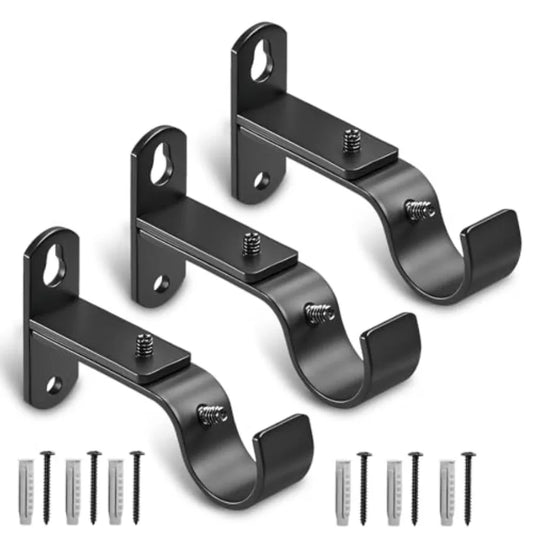 Adjustable Curtain Rod Brackets, Metal Window Drapery Rod Hanger Holders Hooks for 1 inch Rods,3