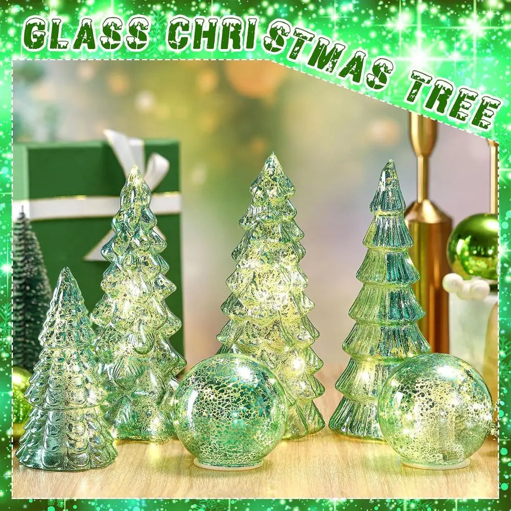 Mercury Glass Christmas Trees Light Up Tabletop Holiday Home Decor