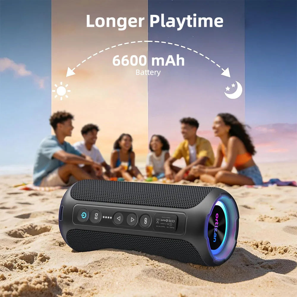 Ortizan Portable Bluetooth Speaker With Deep Bass And RGB Lighting