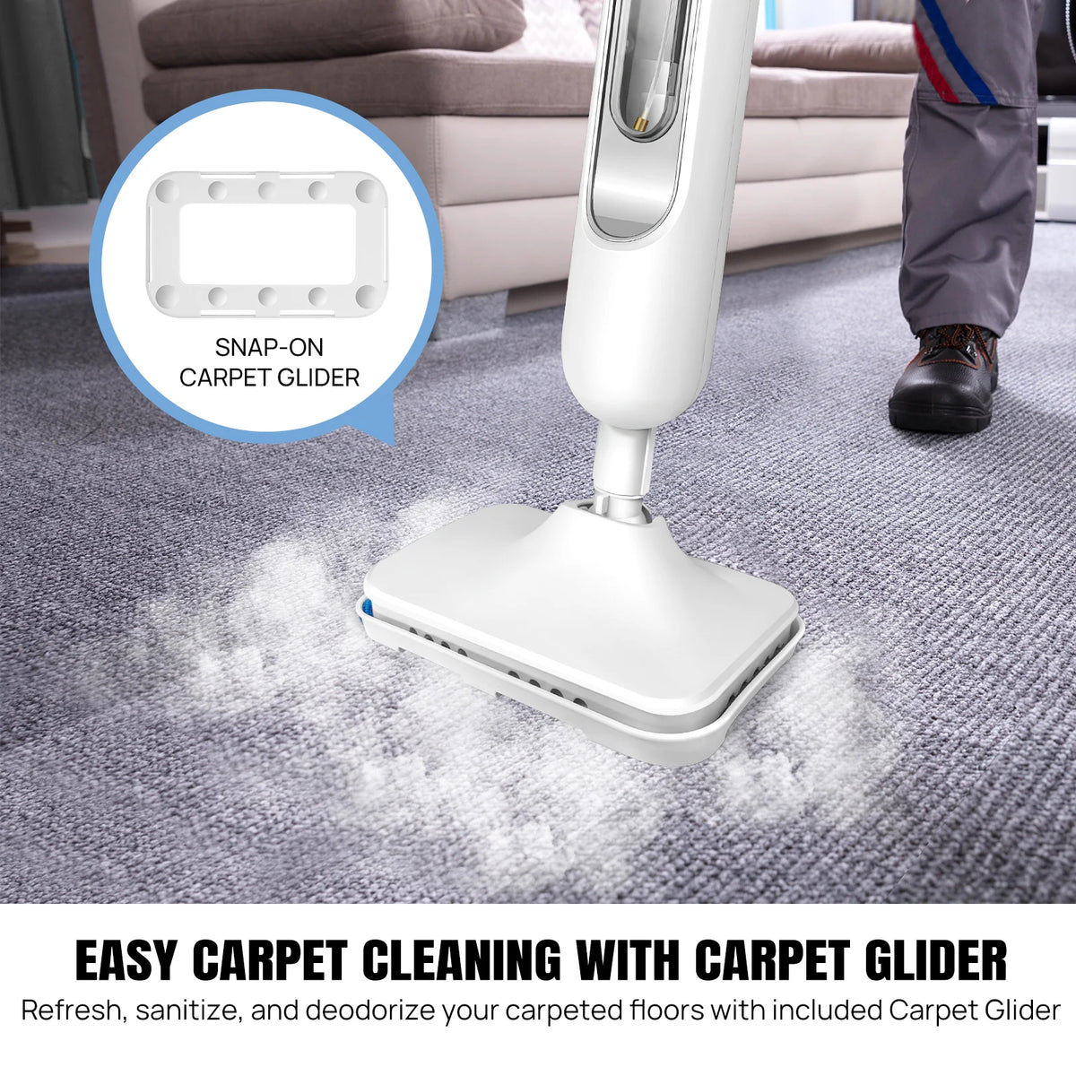 Briefness 1500W Steam Mop Cleaner Removes Bacteria Hardwood Tile Floors