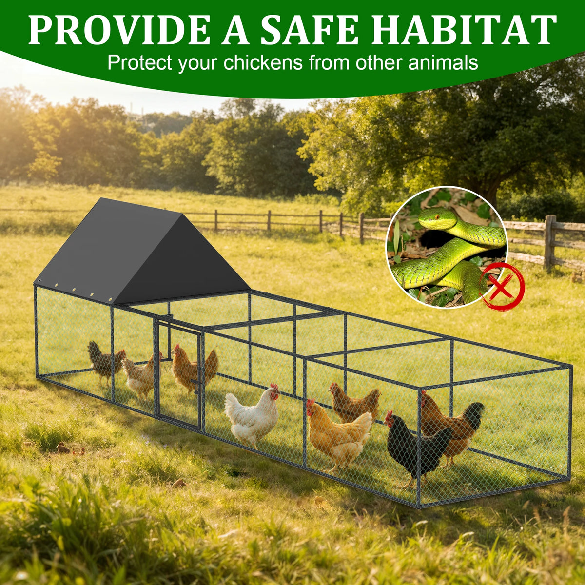 Bowart Large Outdoor Chicken Coop Cage Hen House Run