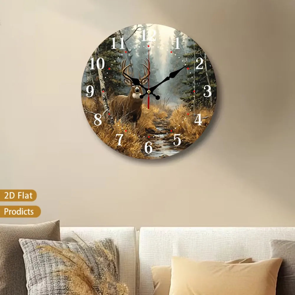 Rustic Farmhouse Deer Wall Clock Silent Sweep Movement Nursery