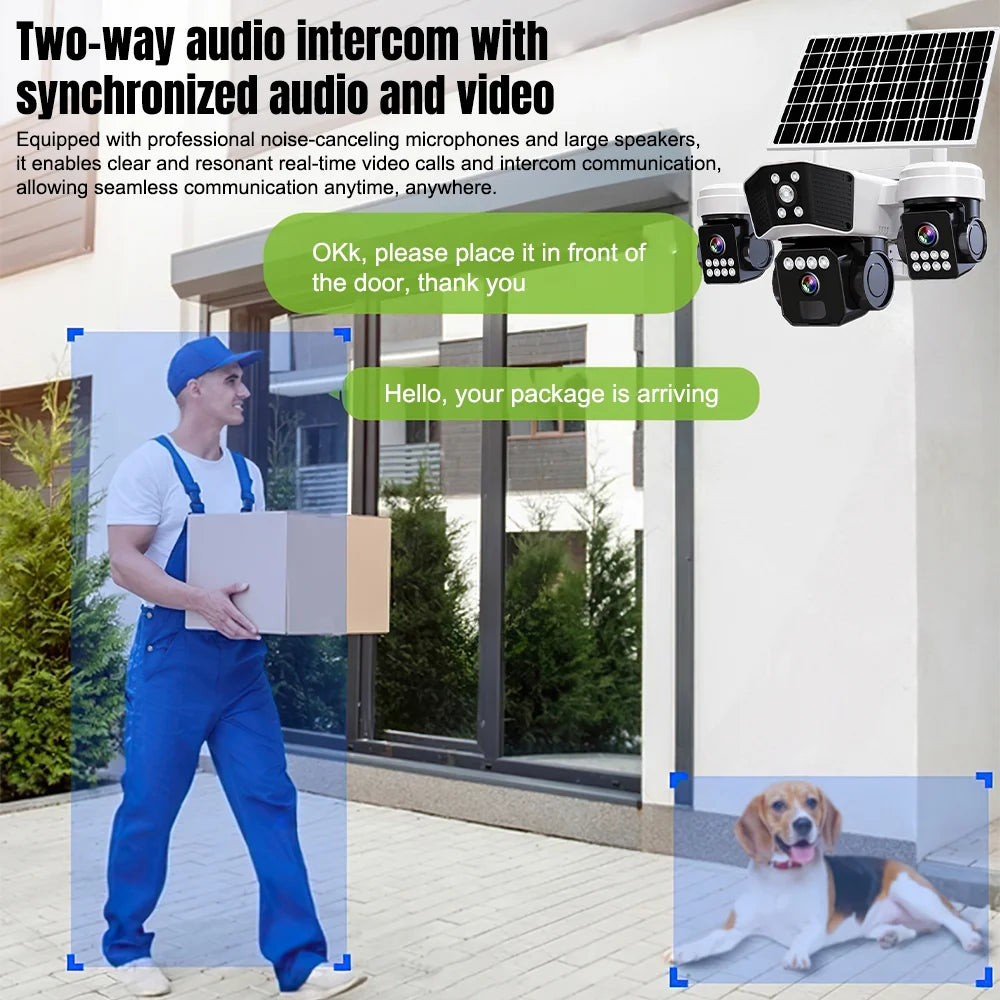 Kepack 6MP Wireless Solar Security Camera With Three Lens
