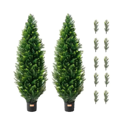 SucceBuy Artificial Cedar Topiary Tree For Home Decor