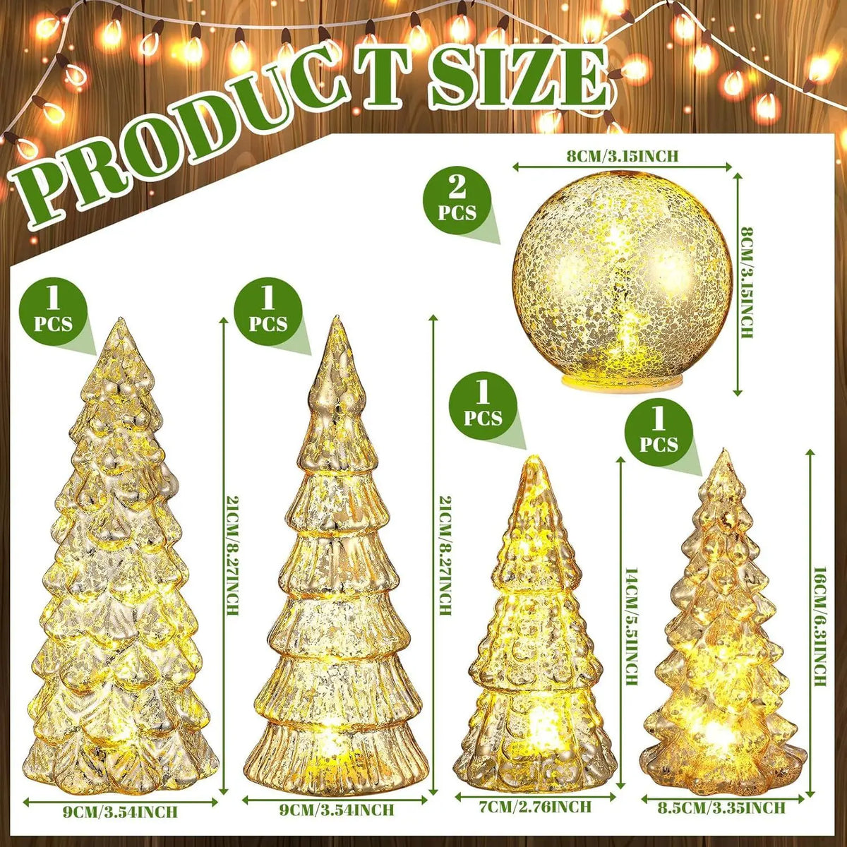 Mercury Glass Christmas Trees Light Up Tabletop Holiday Home Decor