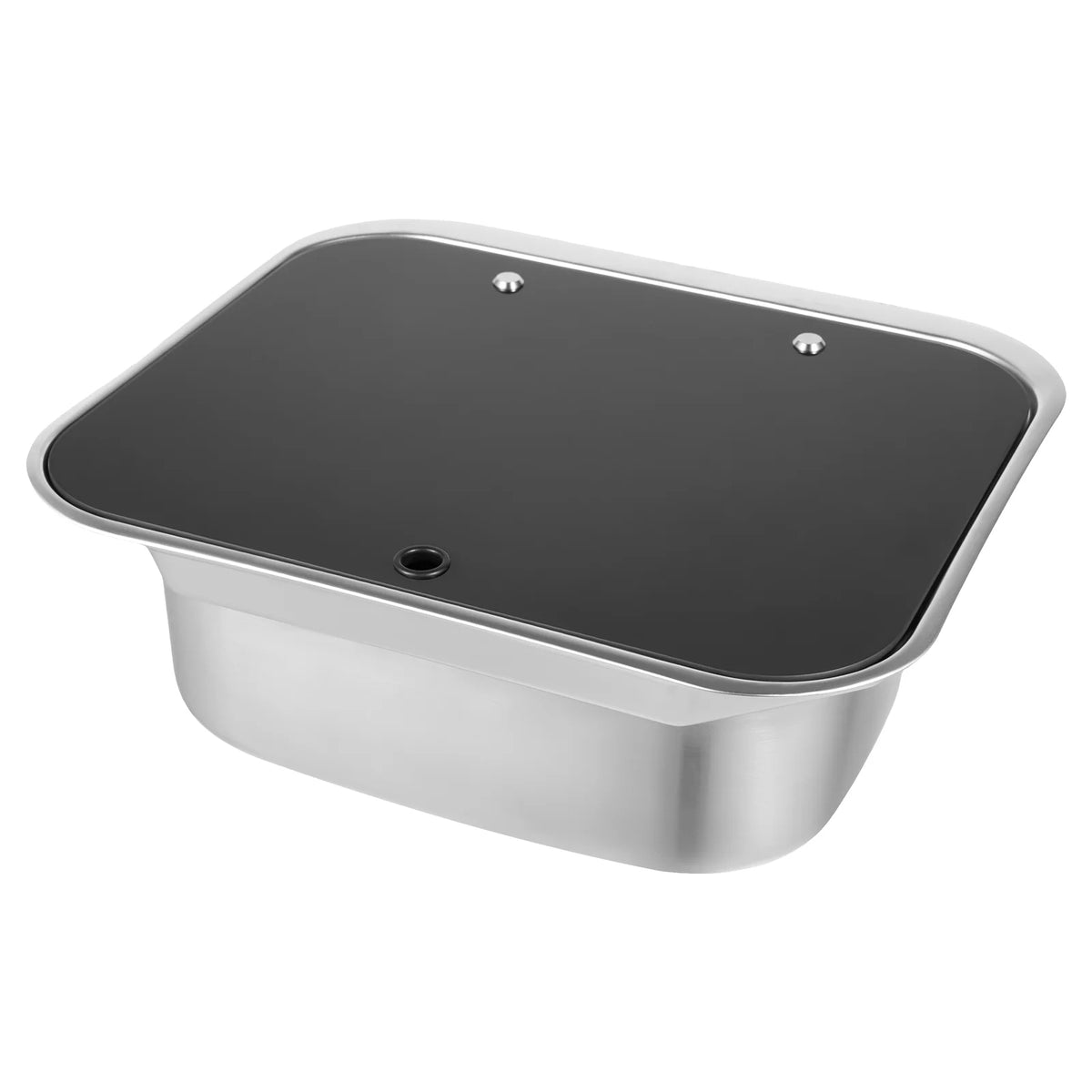 RV Sink With Foldable Tempered Glass Cover And Faucet Stainless Steel Camper Van