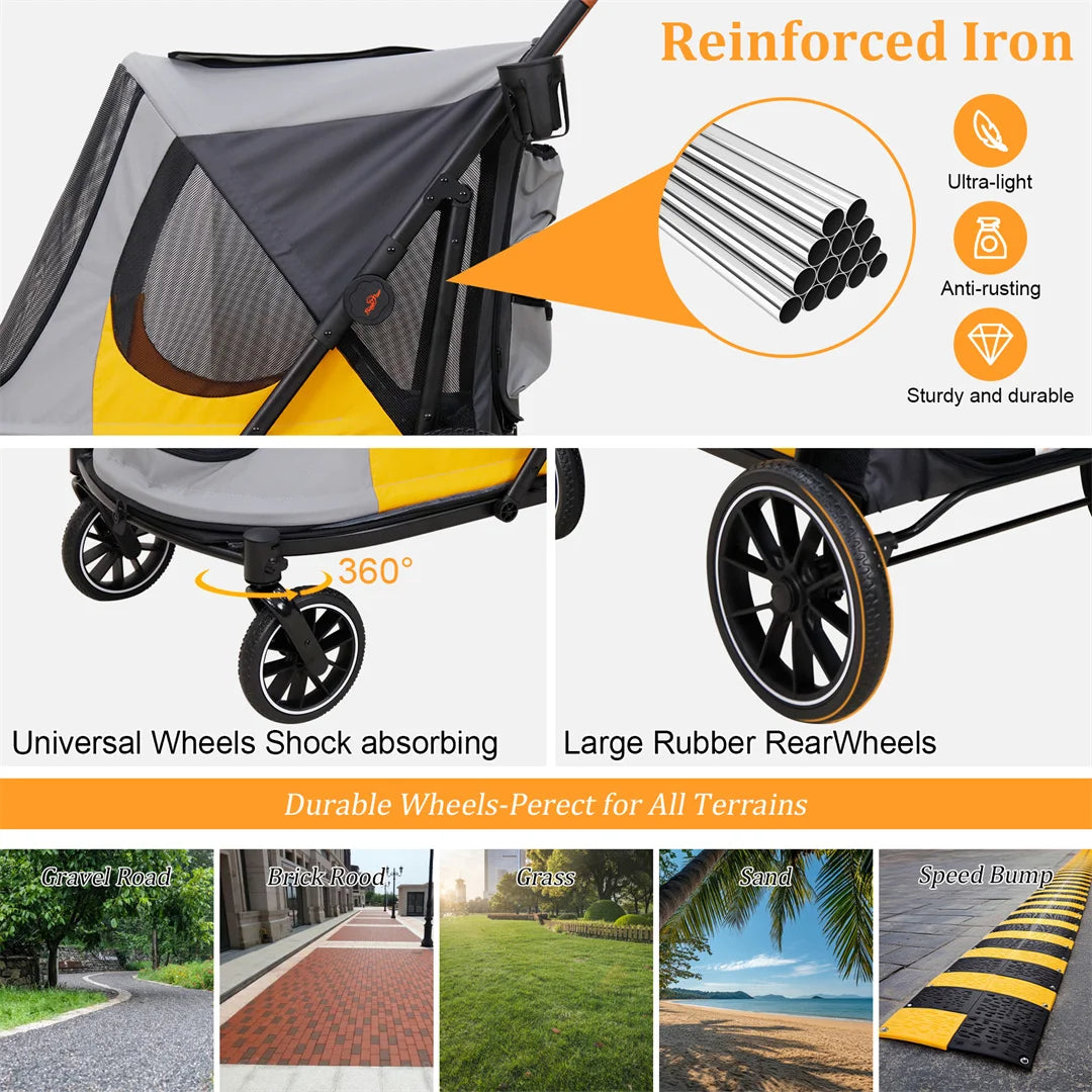 Brandless Portable Large Dog Stroller With Folding Wheels And Storage