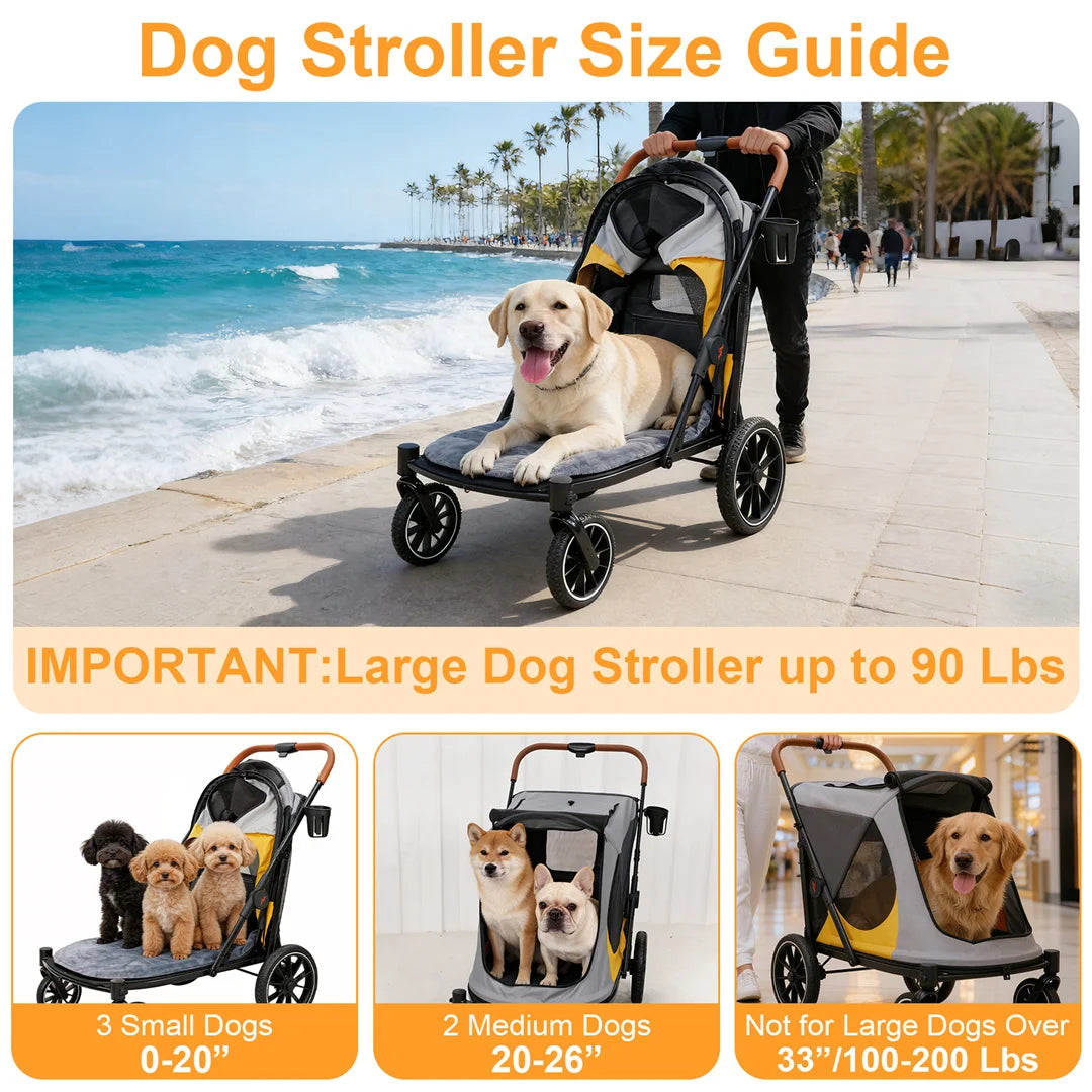 Brandless Portable Large Dog Stroller With Folding Wheels And Storage