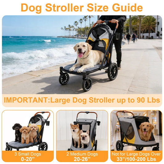 Brandless Portable Large Dog Stroller With Folding Wheels And Storage
