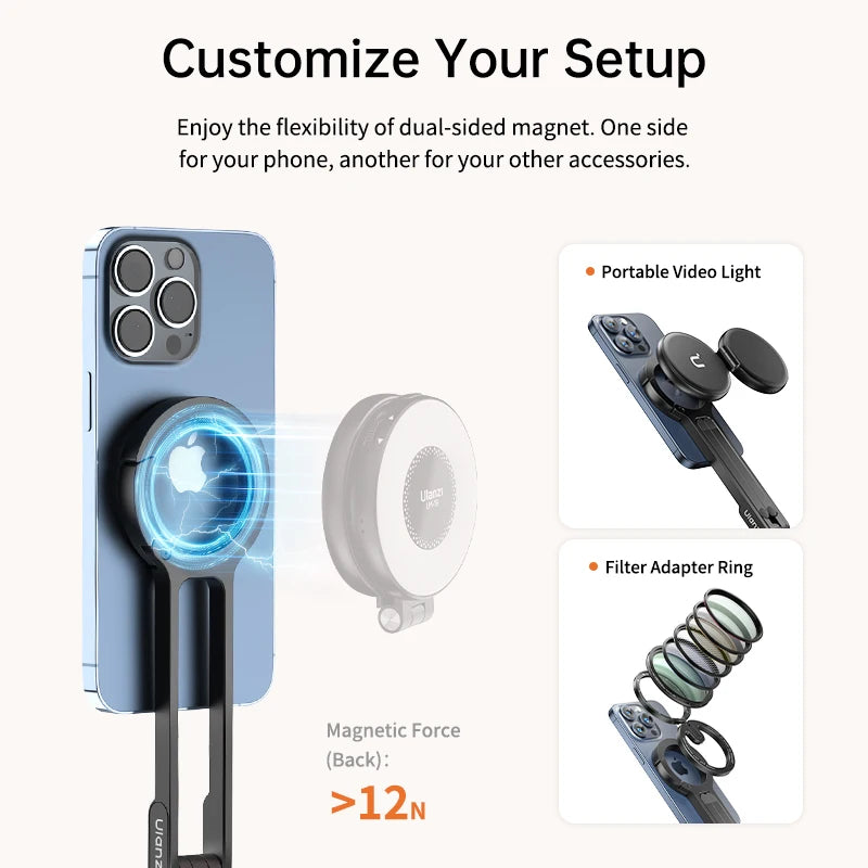 Ulanzi MA30 MagSafe Magnetic Phone Tripod Holder For iPhone Vlogging