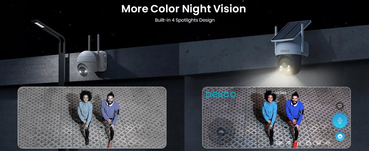 Dekco 3MP Wire-Free Solar Wifi Security Camera With Pt