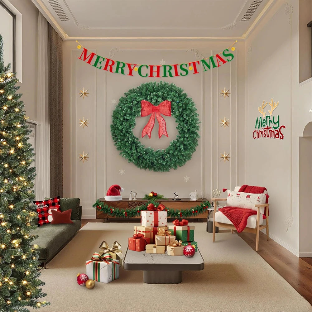 Studyset Pre Lit Artificial Christmas Wreath With Bow And Lights