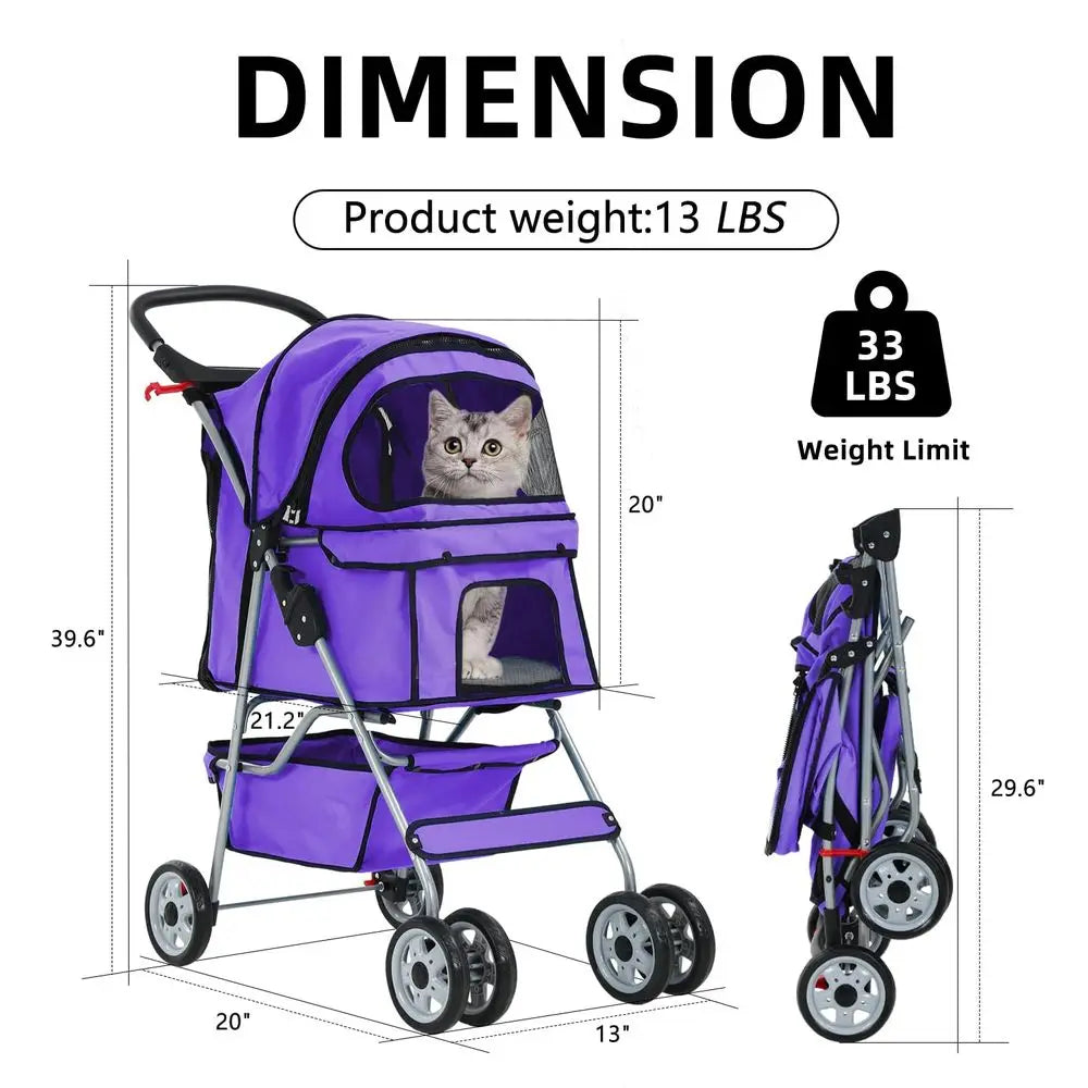 Cat And Dog Jogger Stroller With Cup Holder