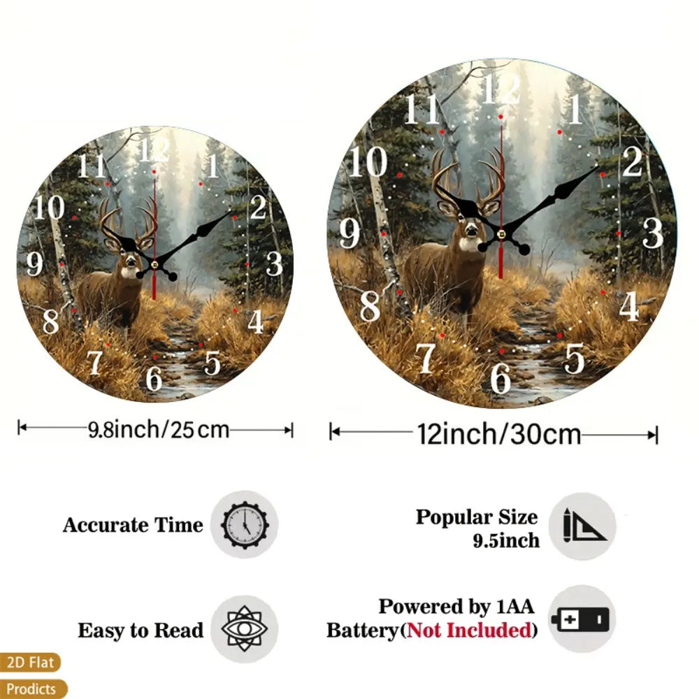 Rustic Farmhouse Deer Wall Clock Silent Sweep Movement Nursery