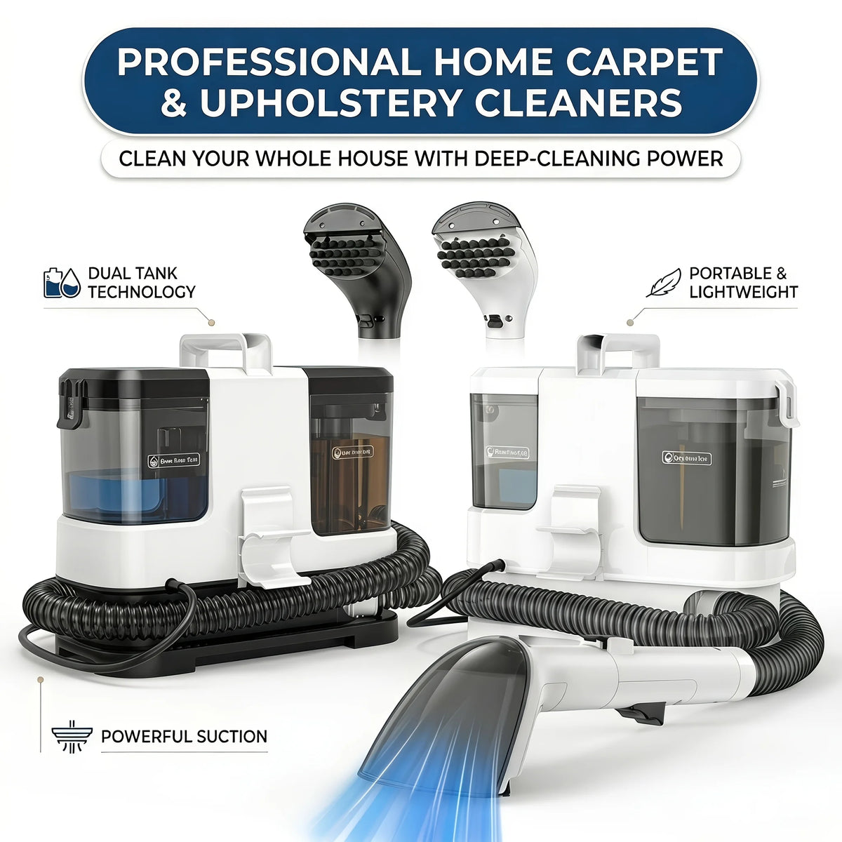 Lubluelu V2 Portable Carpet Upholstery Spot Cleaner 3-in-1 Spray Brush Vacuum 12KPa Powerful Suction Compact Storage for Home/ Sofa/Carpet/Car Seats