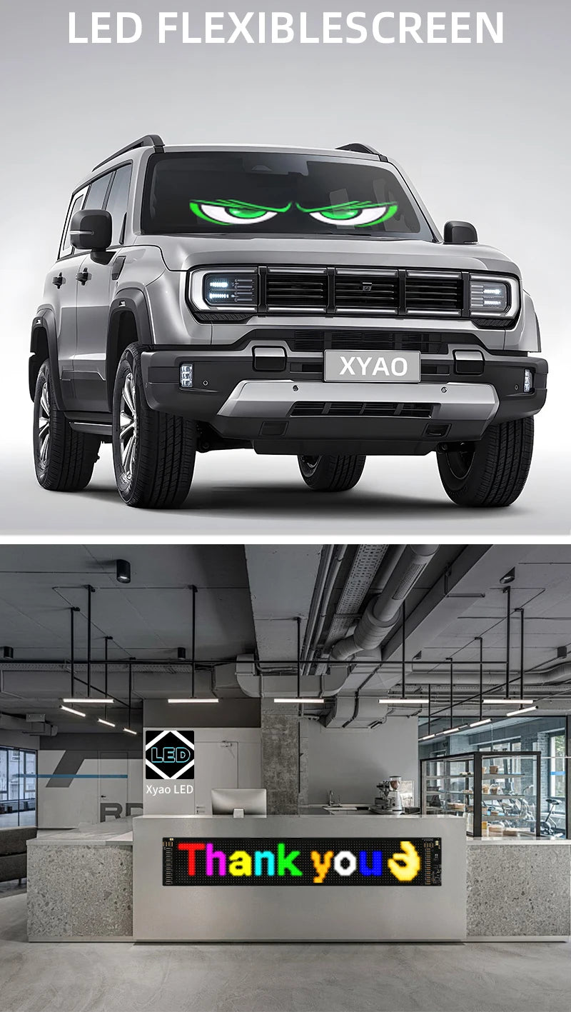 Universal Vehicle LED Devil Eyes Light With Programmable Pixel Panel
