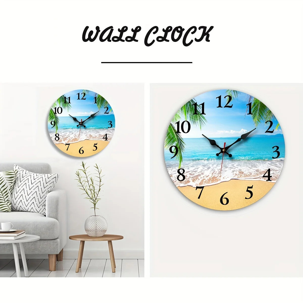 XMSJ Wooden Round Wall Clock Silent Decorative Living Room Accent