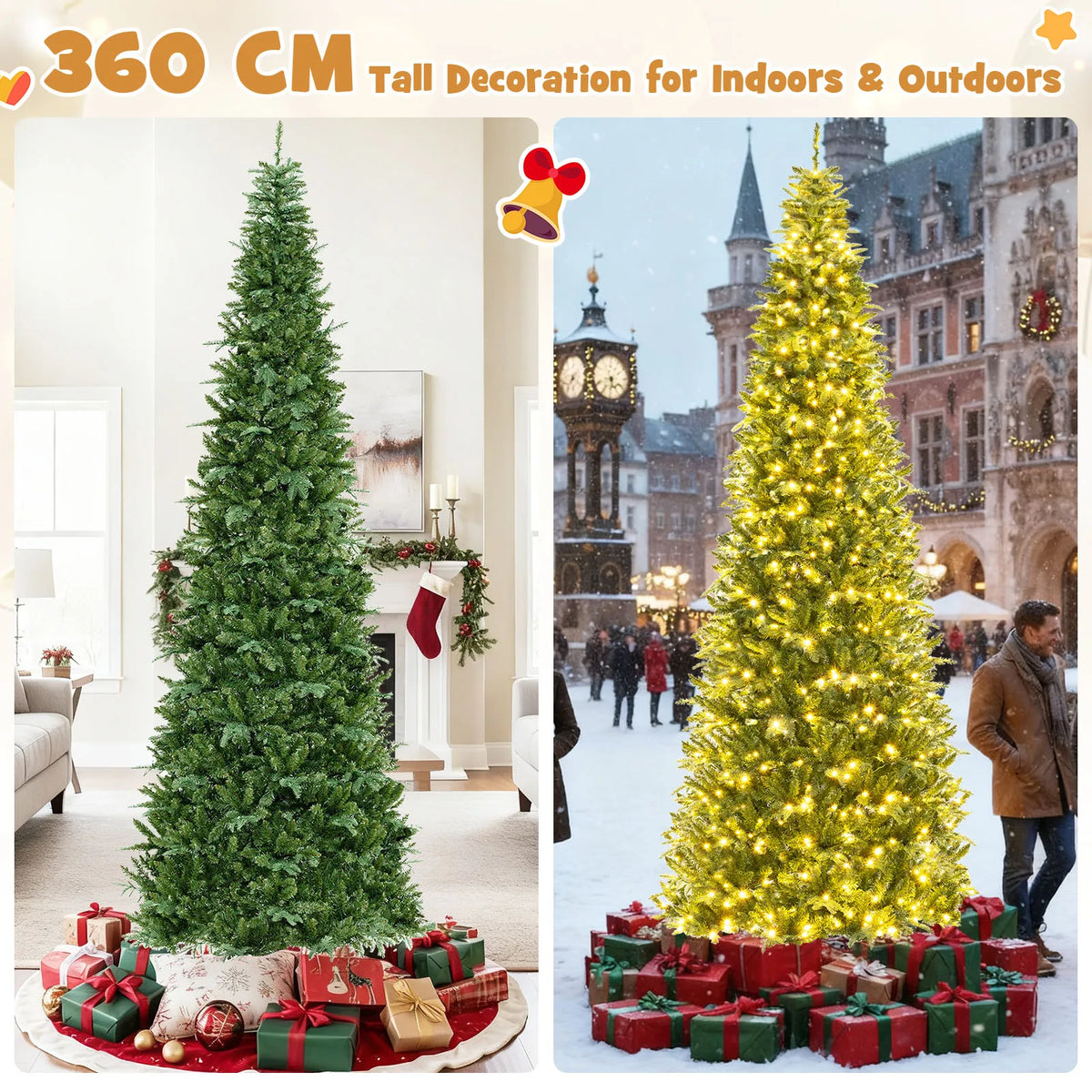 Lifezeal Prelit Artificial Christmas Tree With Hinged Branches