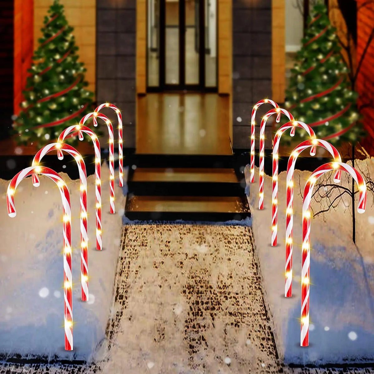 Joyfy Candy Cane Pathway Marker Lights For Christmas Decor