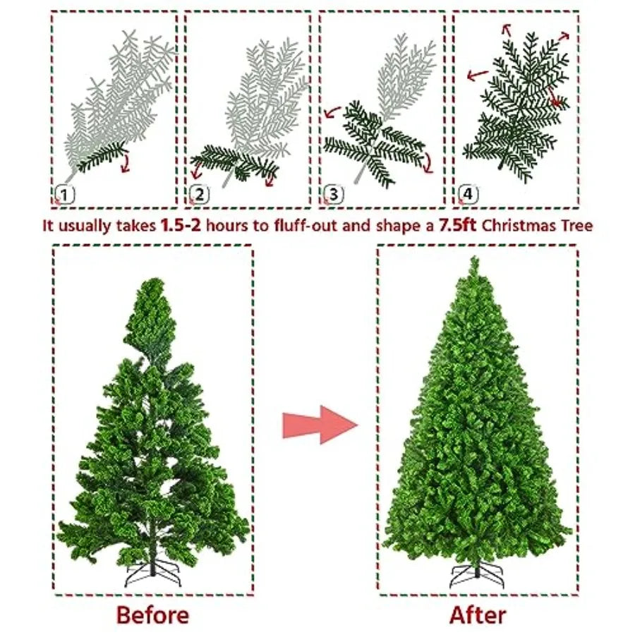 SHXI Artificial Christmas Tree With Warm White Prelit Lights