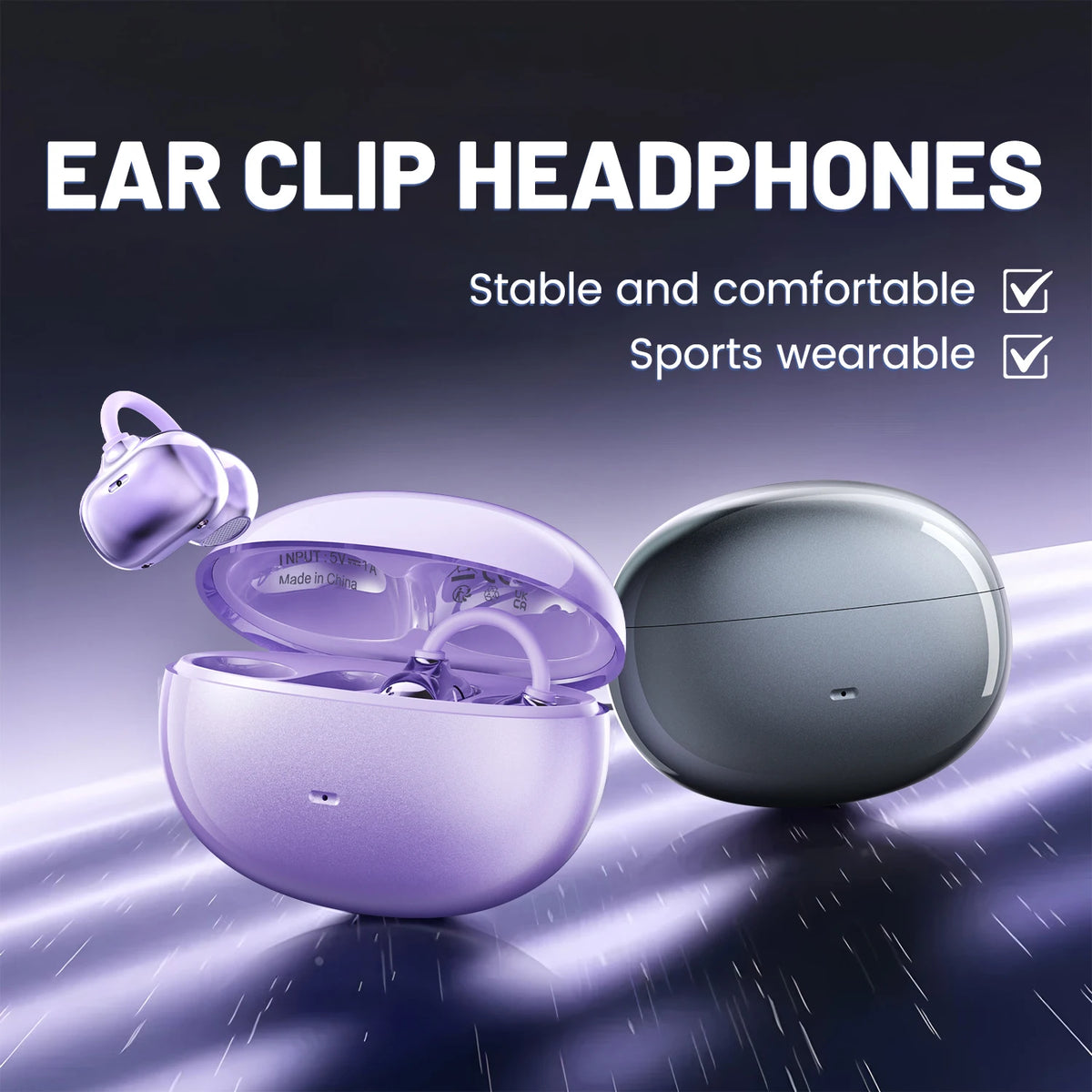 INSONIXN Open Ear Clip Wireless Bluetooth Headphones With Microphone