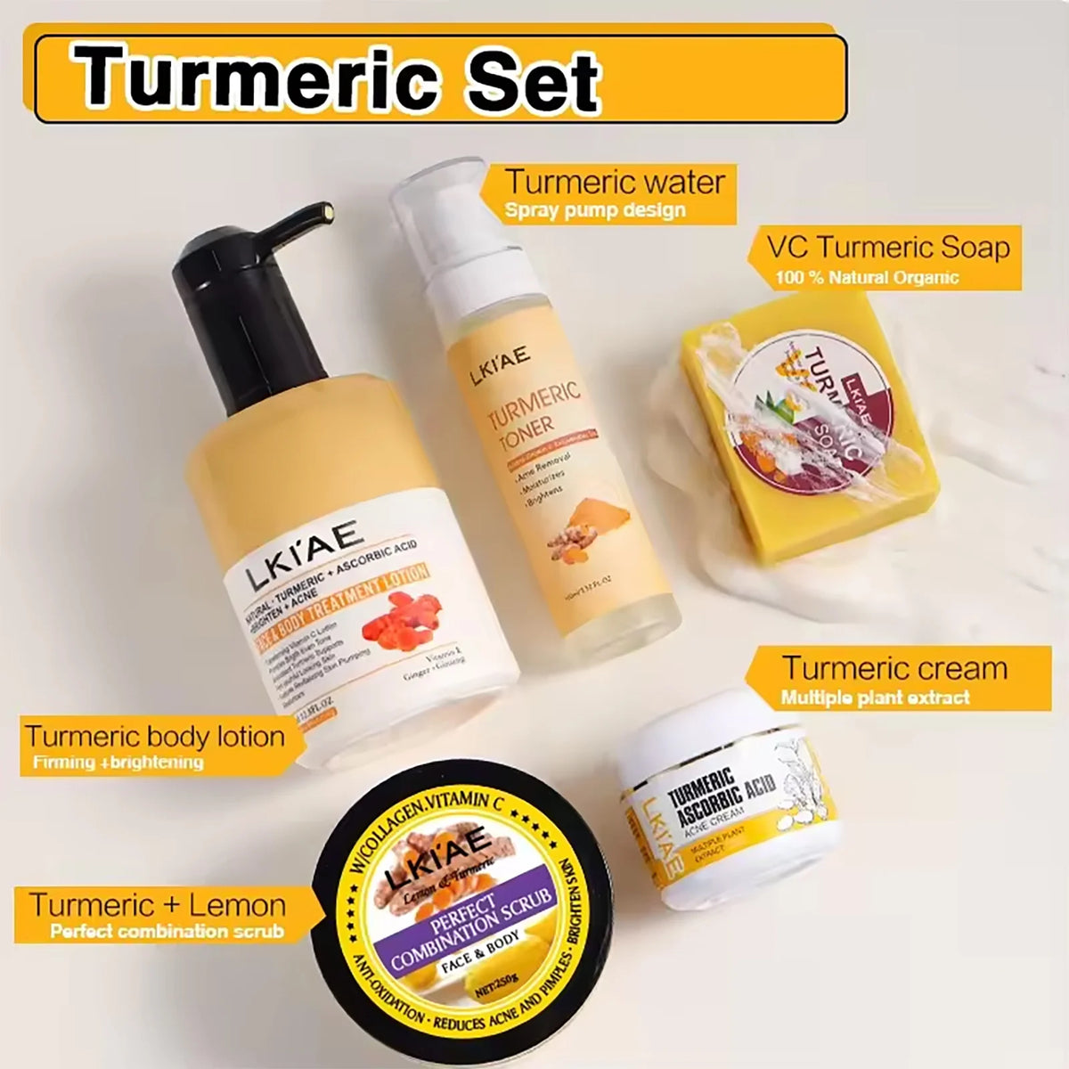 AILKE Organic Turmeric Skincare Kit for Brightening and Hydration