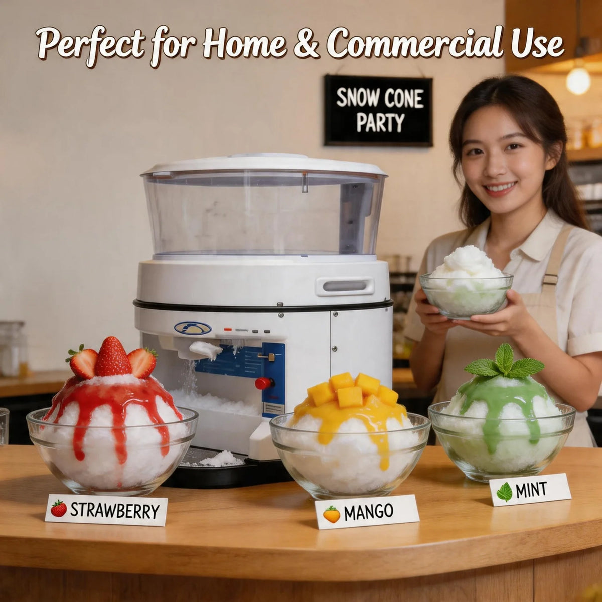 Electric Stainless Steel Ice Shaver Machine With Adjustable Texture