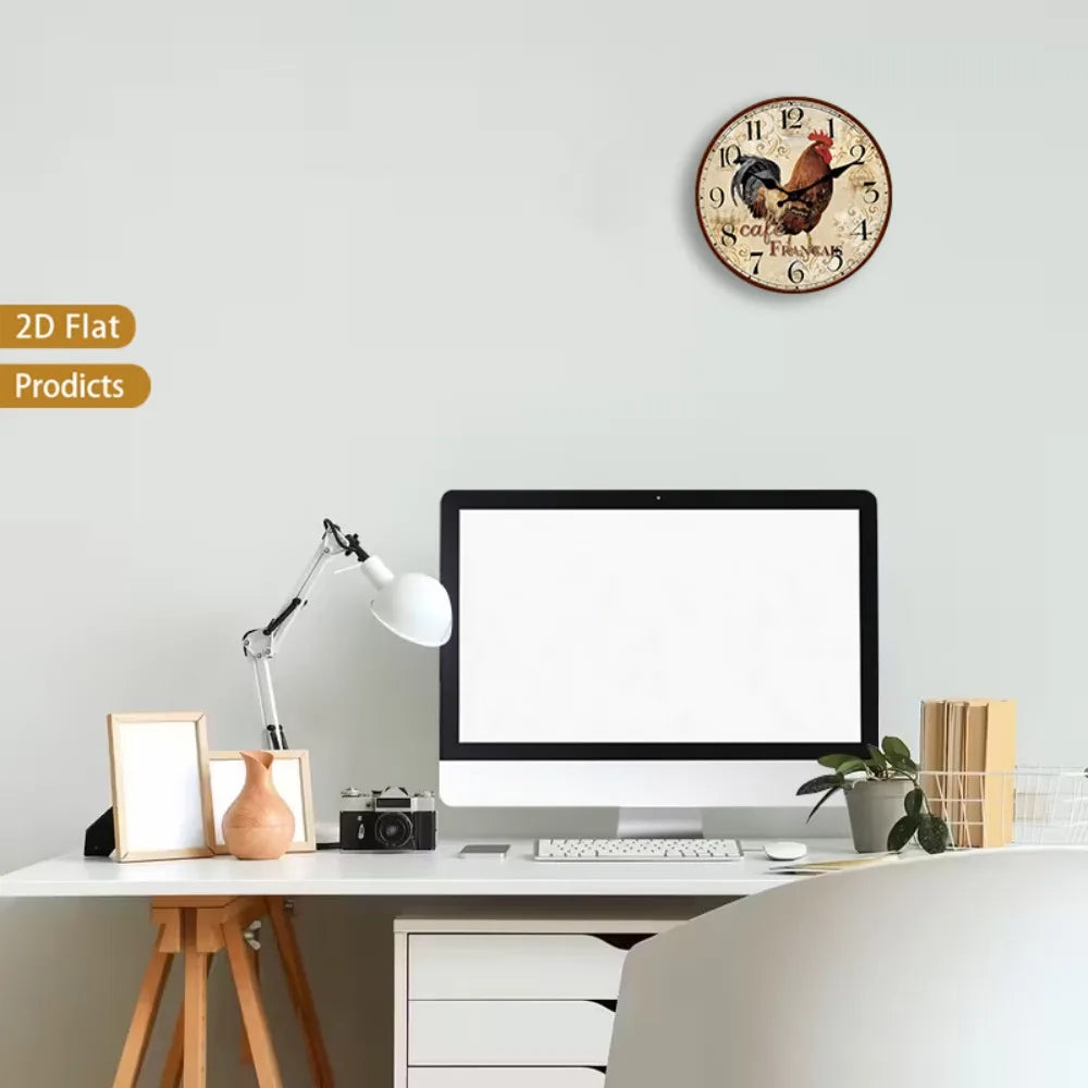 Constantplanet Vintage Farmhouse Rooster Wall Clock Silent