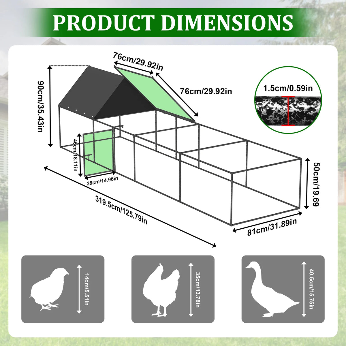 Bowart Large Outdoor Chicken Coop Cage Hen House Run
