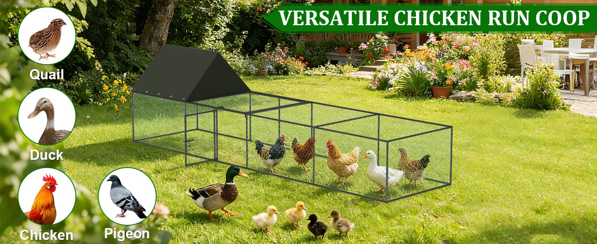 Bowart Large Outdoor Chicken Coop Cage Hen House Run