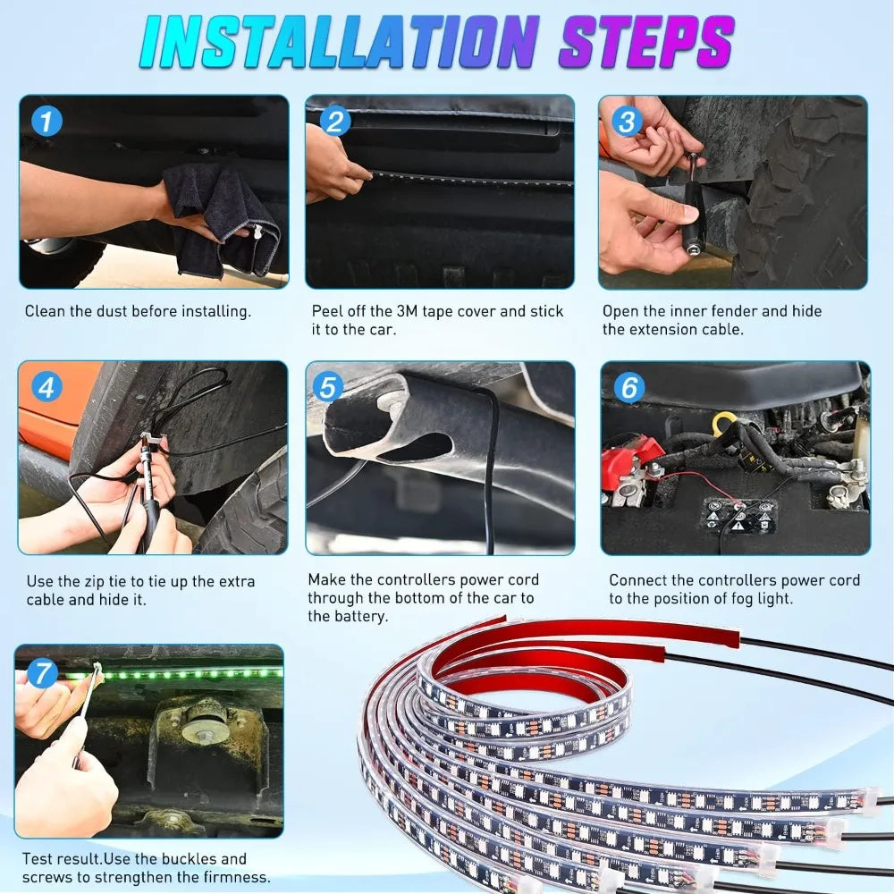 Nilight Car Underglow Neon Strip Lights With App Remote