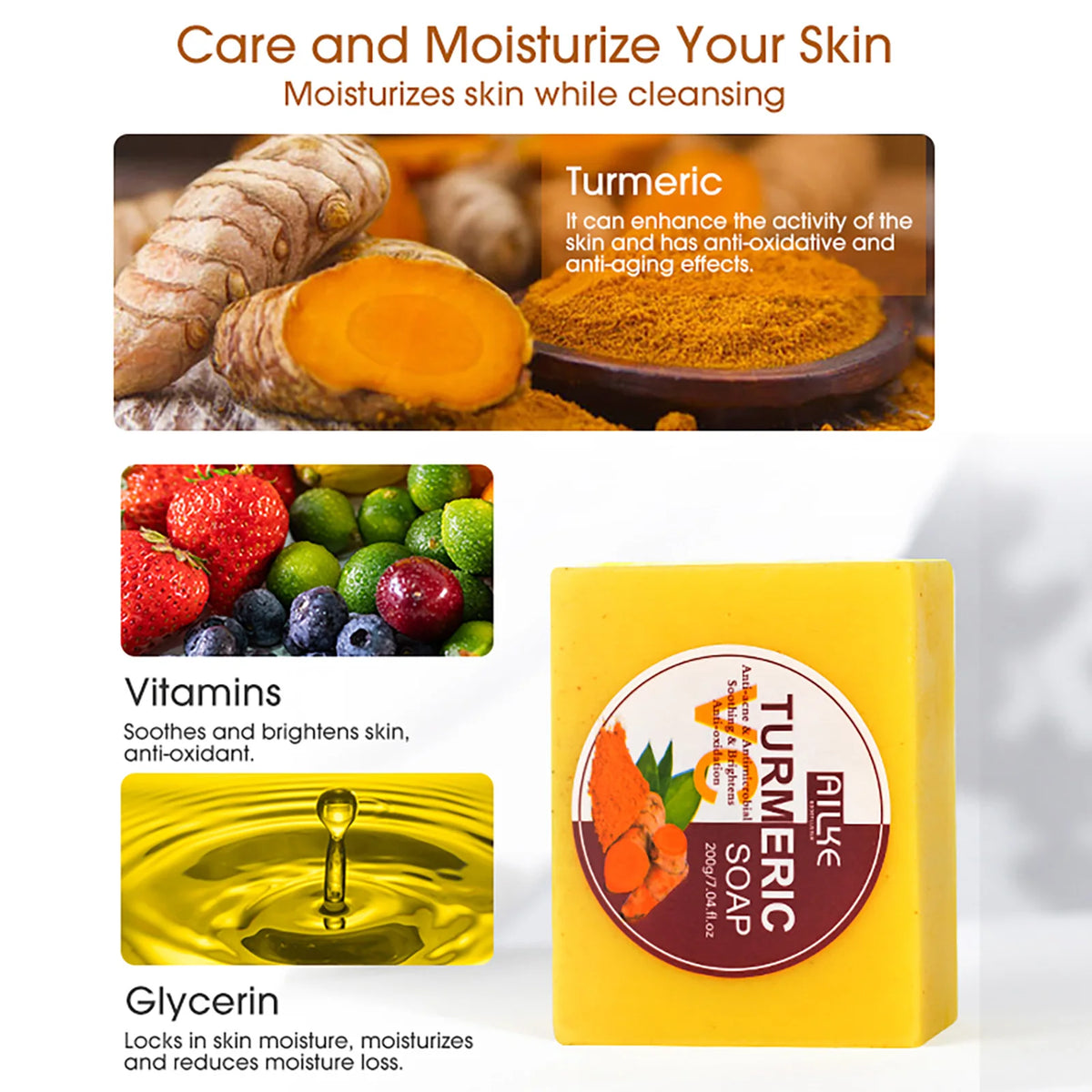 AILKE Organic Turmeric Skincare Kit for Brightening and Hydration