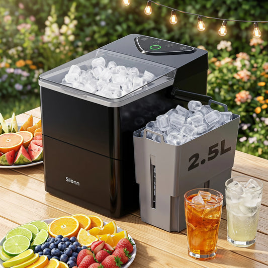 PHILERGO Countertop Ice Maker With Expanding Ice Basket 9 Cubes