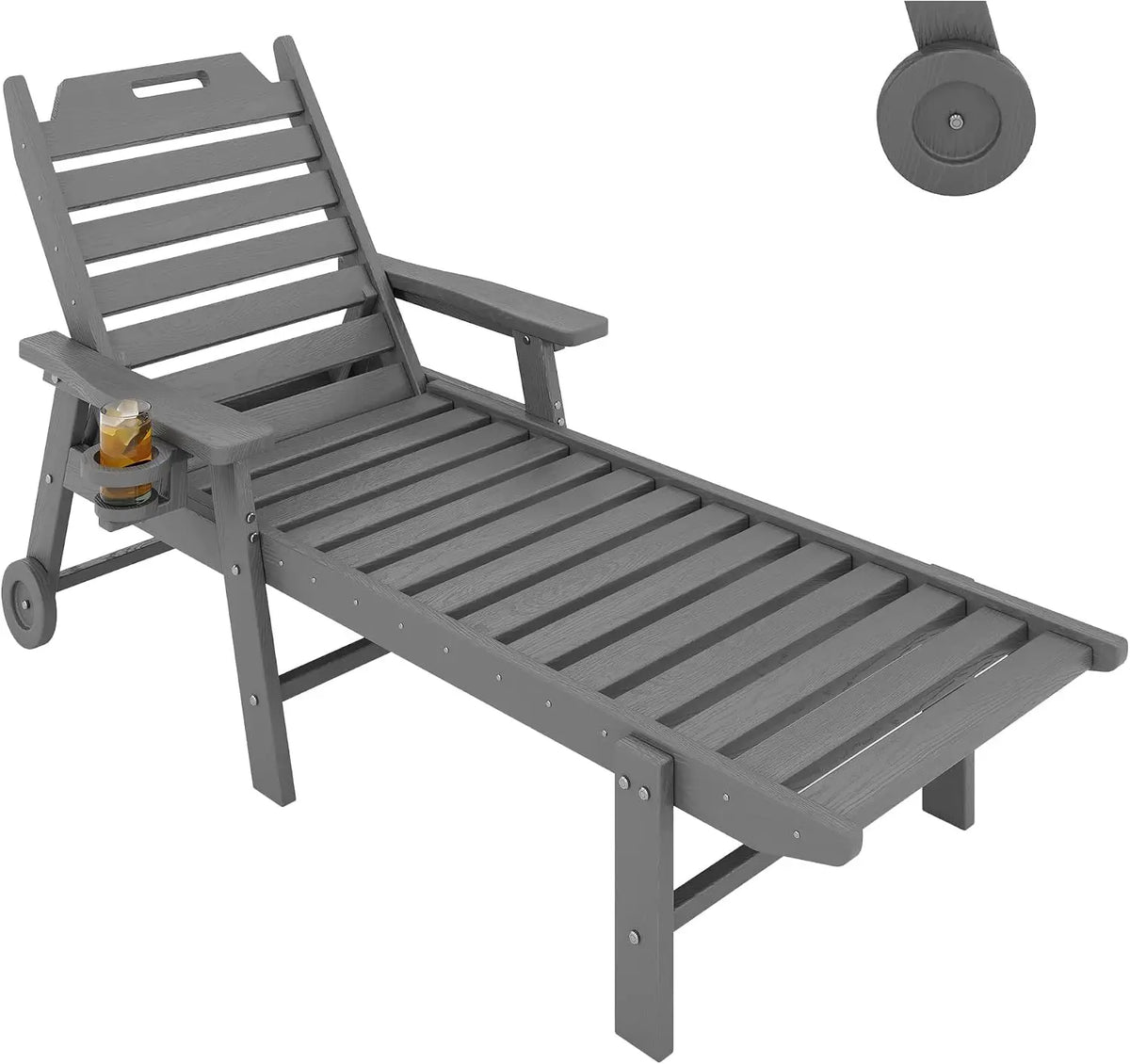 HDPE Lounge Chair With Wood Texture 5 Position Backrest
