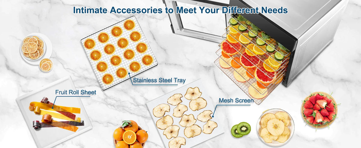 SNDOAS 8 Tray Stainless Steel Dehydrator 600W Digital Timer