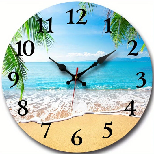 XMSJ Wooden Round Wall Clock Silent Decorative Living Room Accent