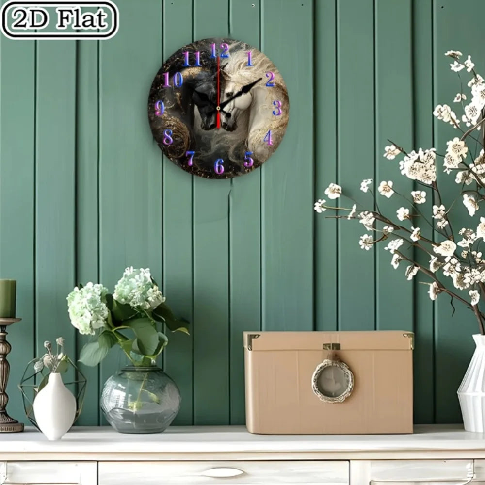 Suita Rustic Horse Wood Wall Clock Farmhouse Silent Decor