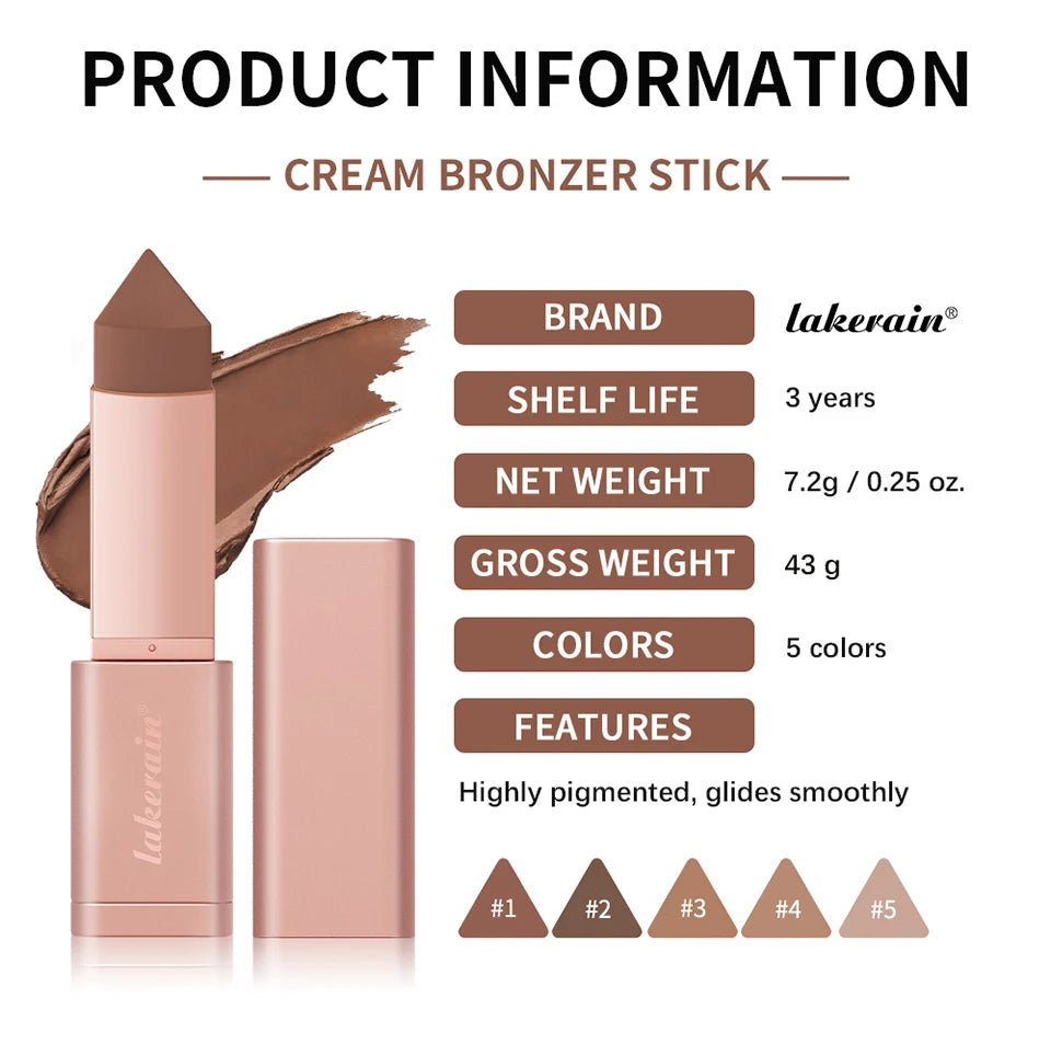 Lakerain Cream Bronzer Stick for Smooth Face Contouring