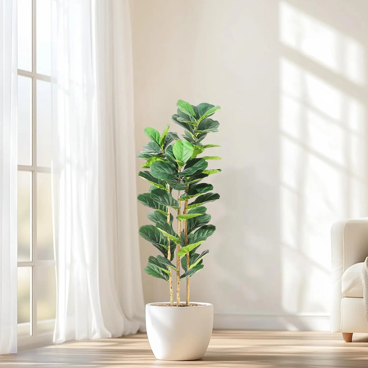 HiMISS Artificial Fiddle Leaf Fig Tree With Pot Faux Greenery