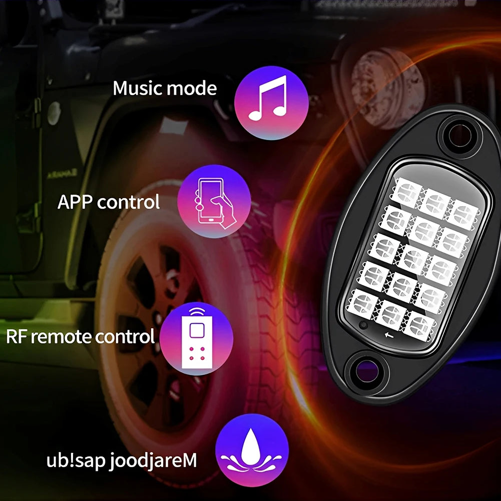 RGB LED Offroad Lights Kit 4 Pods With App Control
