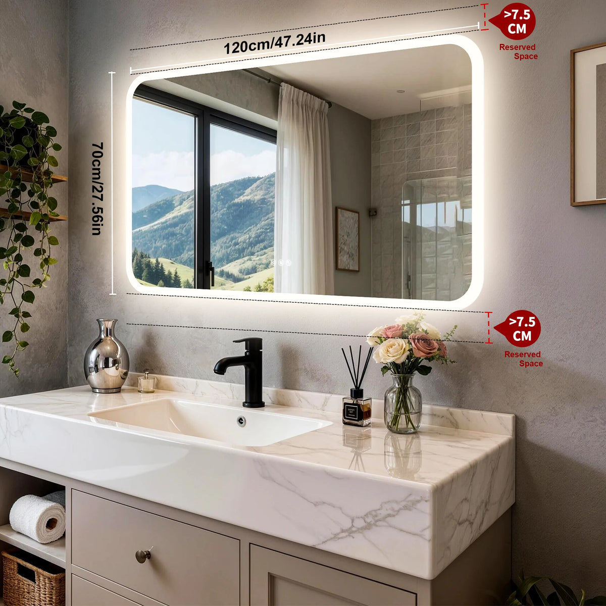Smart Led Bathroom Mirror With Bluetooth Speakers Anti Fog