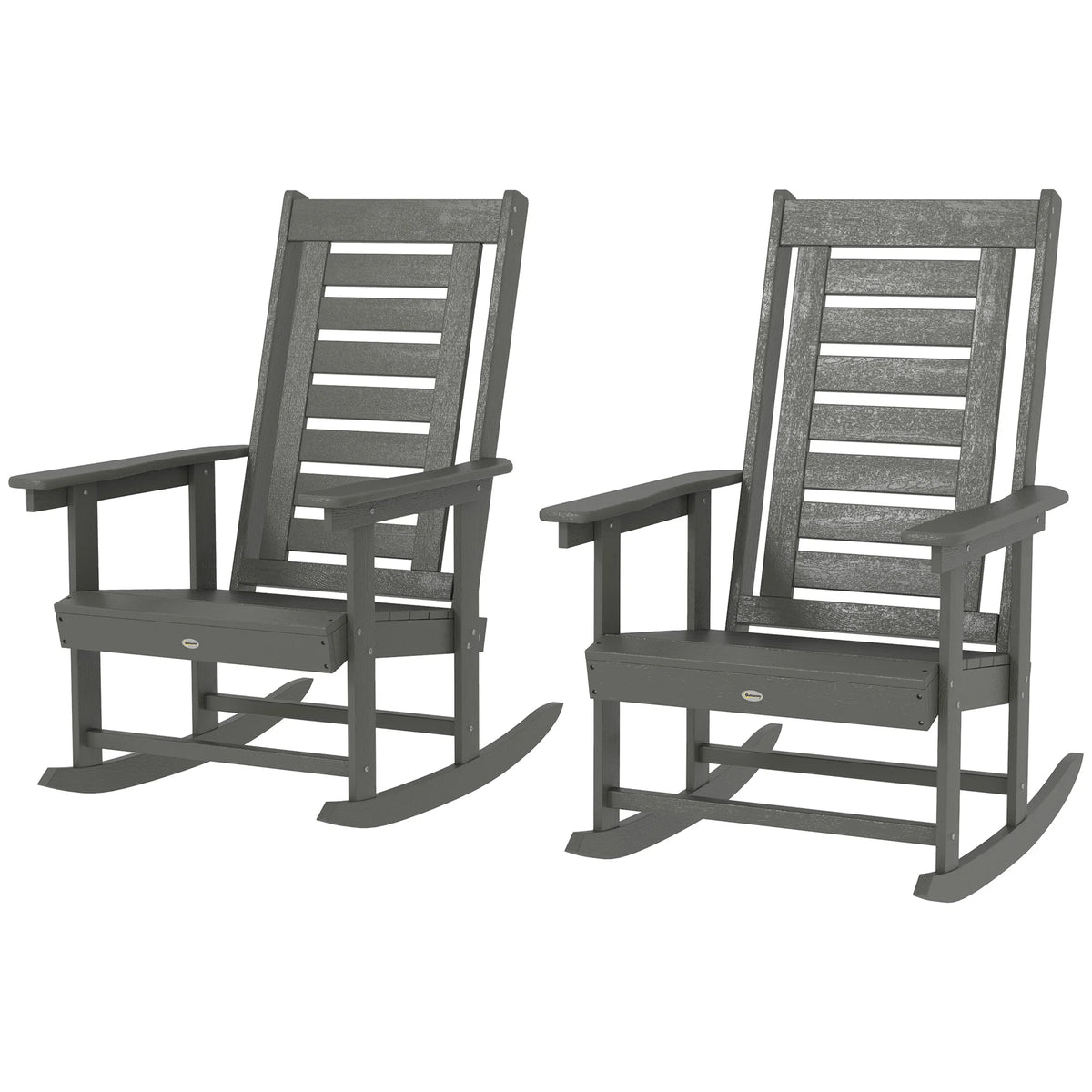 Two Outdoor Rocking Chairs HDPE High Back Patio Rockers