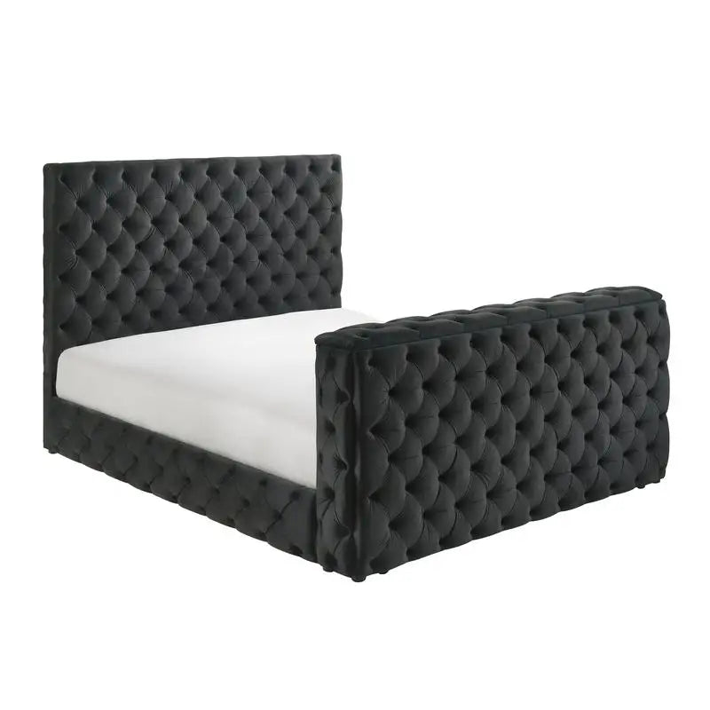 Modern Tufted Velvet Bed With Integrated TV Lift And Storage